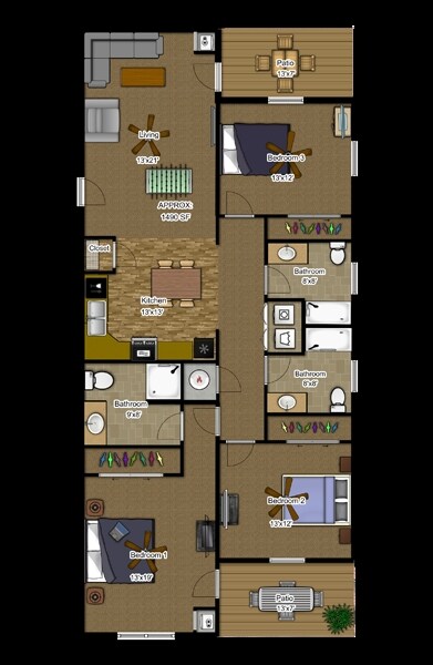 3BR/3BA - 3 Bedroom