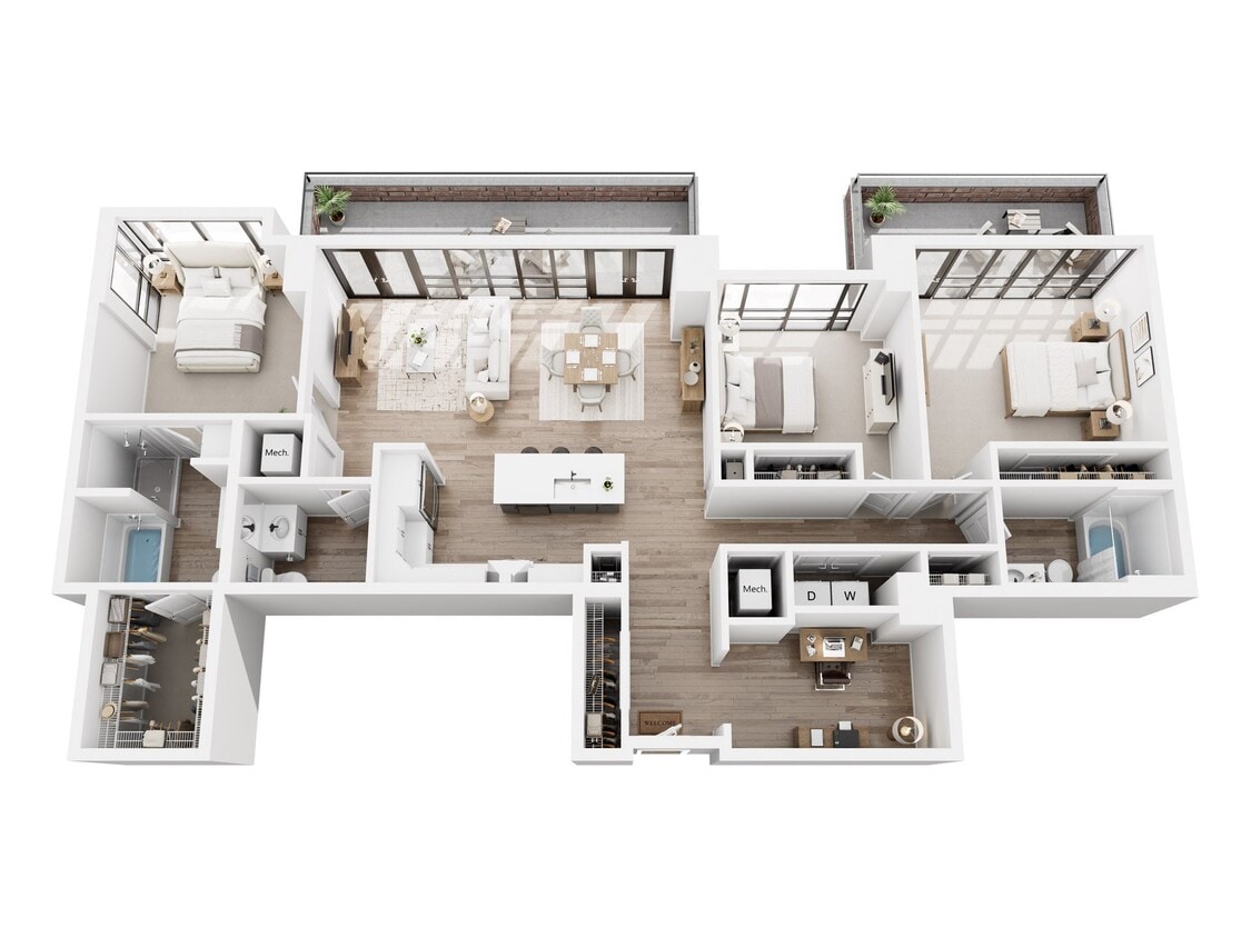 Floor Plan - 3 Bedroom Penthouse + Den