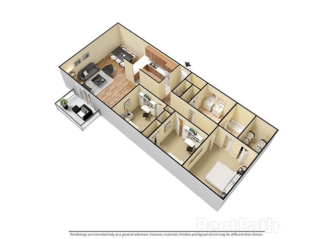 Floor Plan - 3 Bed, 2 Bath
