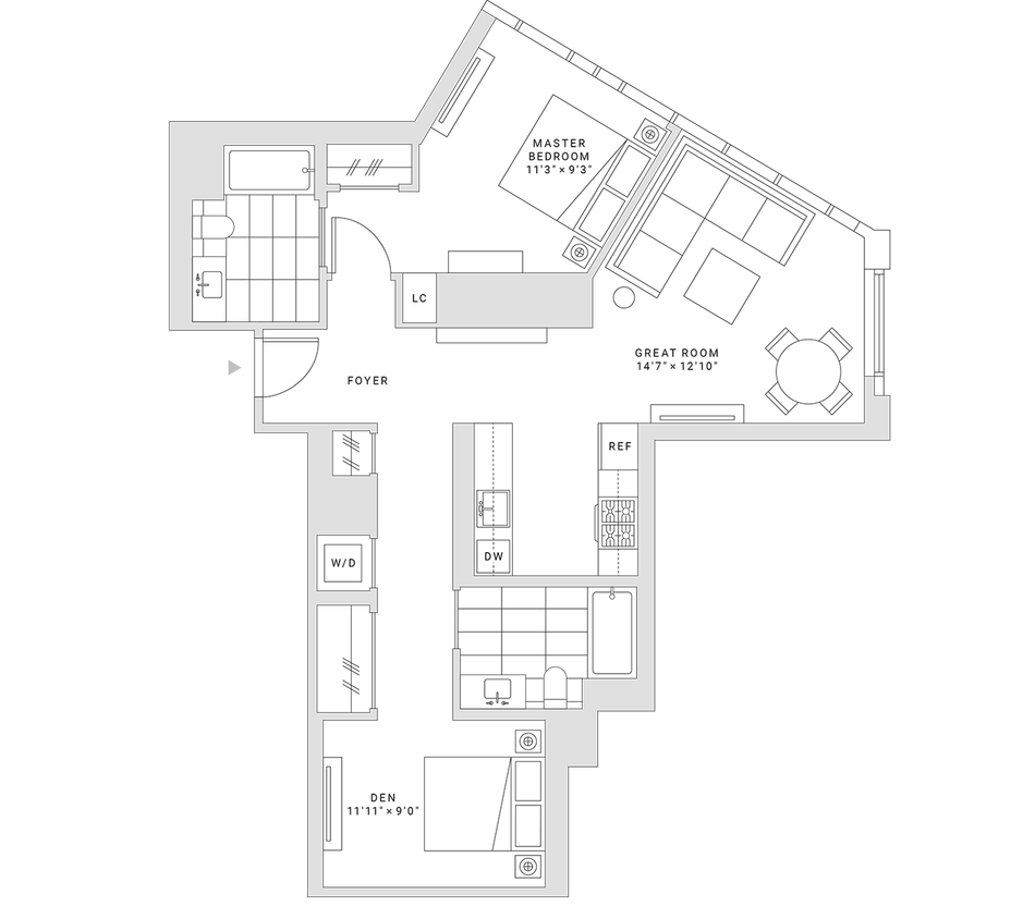 Floor Plan - 1 Bedroom / 1 Bathroom