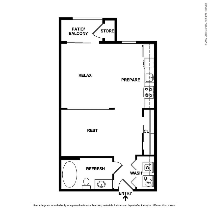Ambrosio - 1B1B - 475 SF - SP - 2D Floorplan - SP