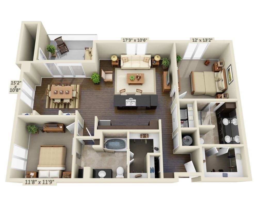 Floor Plan - Two Bedroom B2I