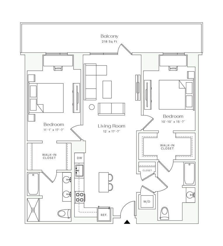 Floor Plan - BISBY - 2 Bedrooms Two Bathroom