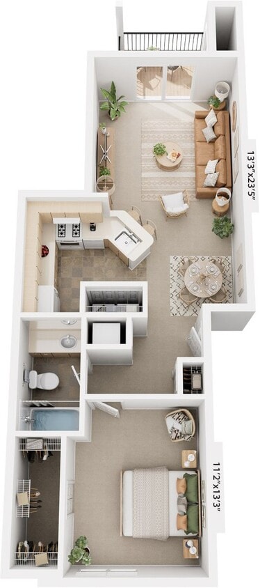 Floor Plan - One Bedroom Traditional