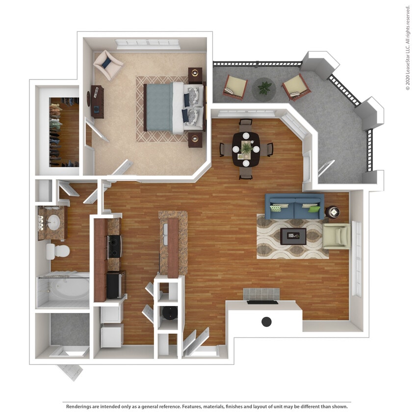 Floor Plan - 1 Bed 1 Bath 911 SqFt (779 Net)