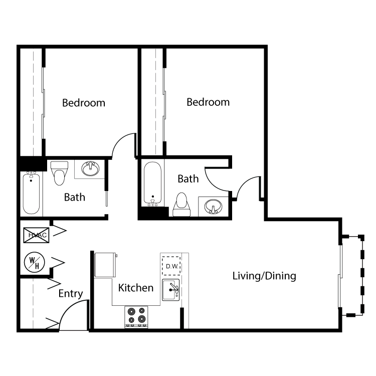 Floor Plan - Clearwater 2 Bed 2 Bath B