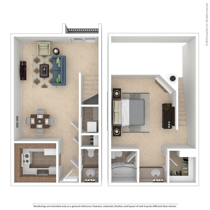 1B Floorplan.Jpg - One bedroom one and a half bath town home