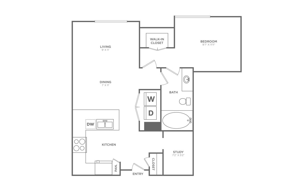 Floor Plan - 1 Bed/1 Bath - A12