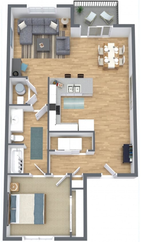 Floor Plan - 1 Bedroom 1 Bathroom Accessible