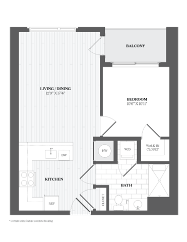 Floor Plan - 1 Bed/1 Bath-A3.MT 367 Orange