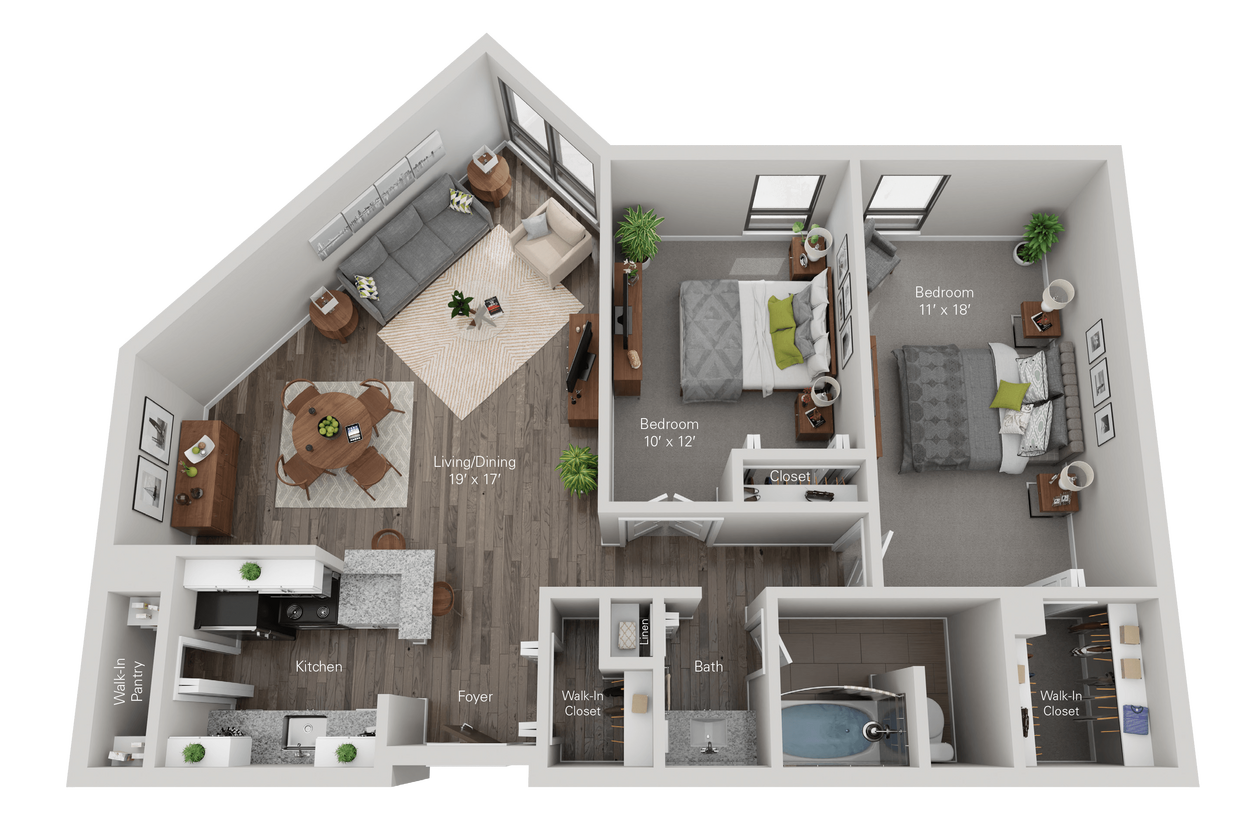 Floor Plan - Coolidge - 2 Bed, 1 Bath