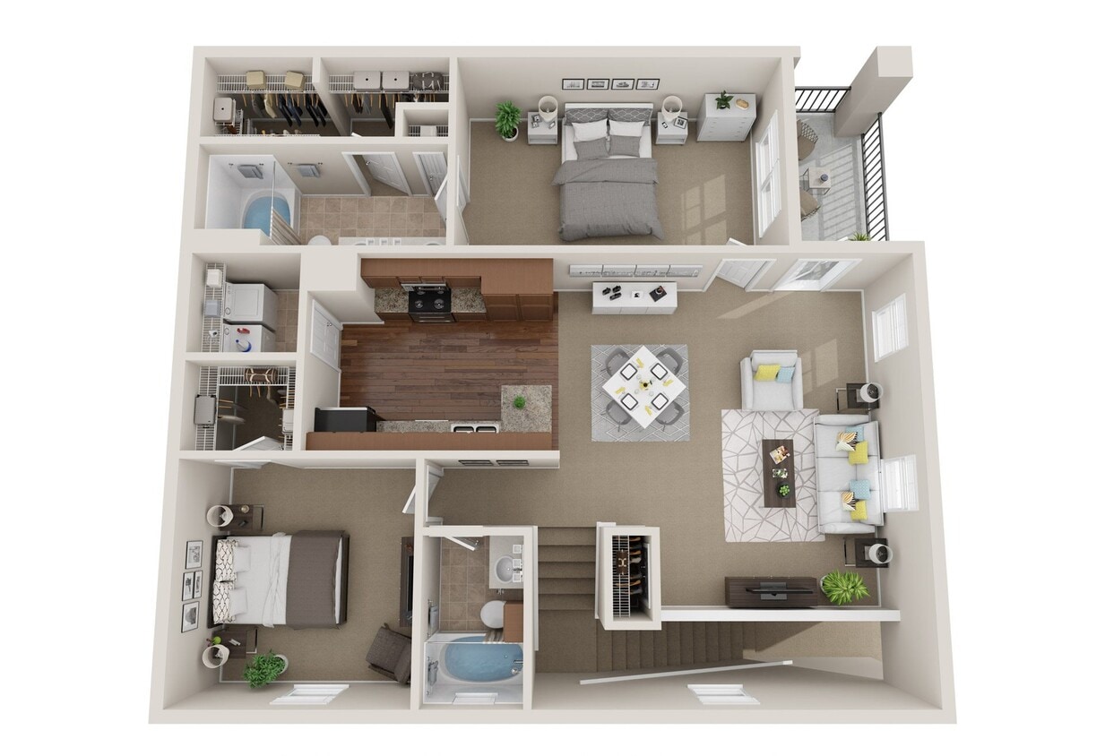 Floor Plan - 2BR 2BA (1373 SF)