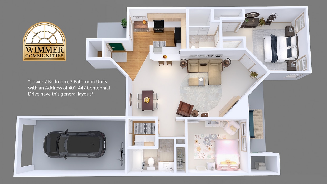 Floor Plan - Arbors -  2 Bed, 2 Bath (400s Bldg)
