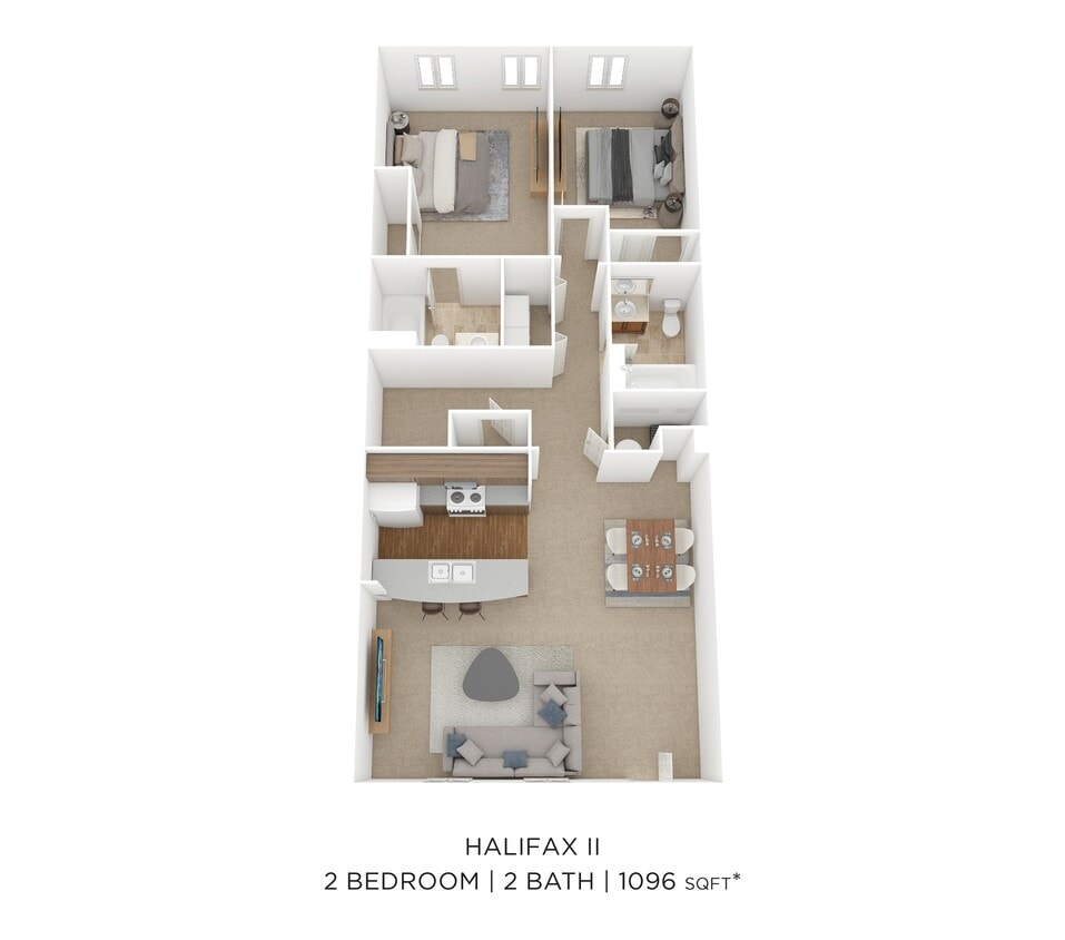 Floor Plan - Two Bedroom 2 Bath-Halifax II 1133 sqft