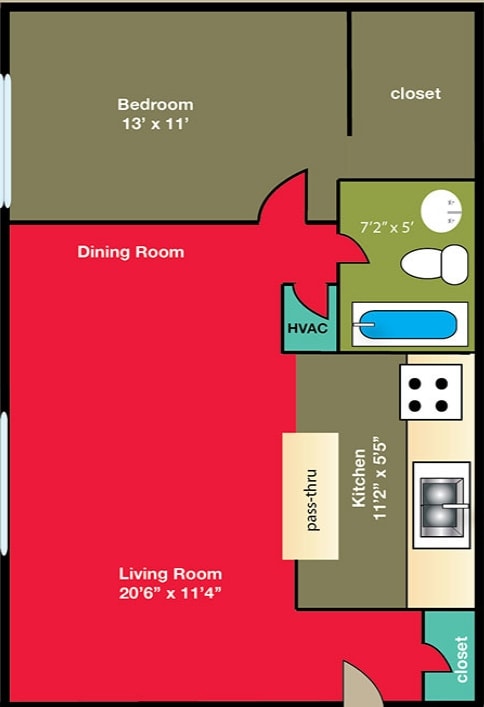 1BR/1BA - 1 bed 1 bath