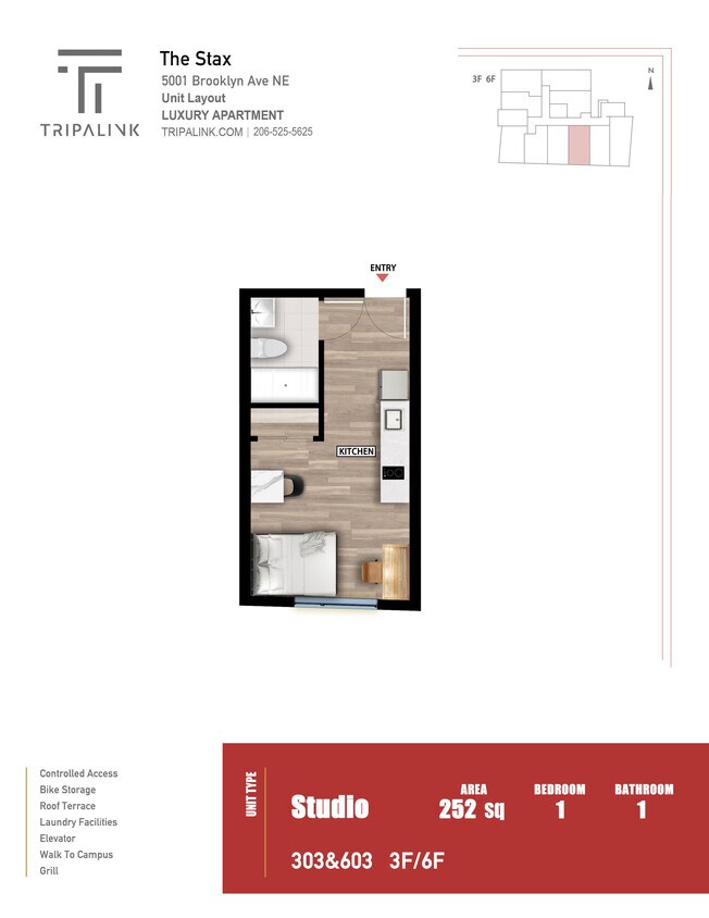 Floor Plan - Studio - 252 sqft