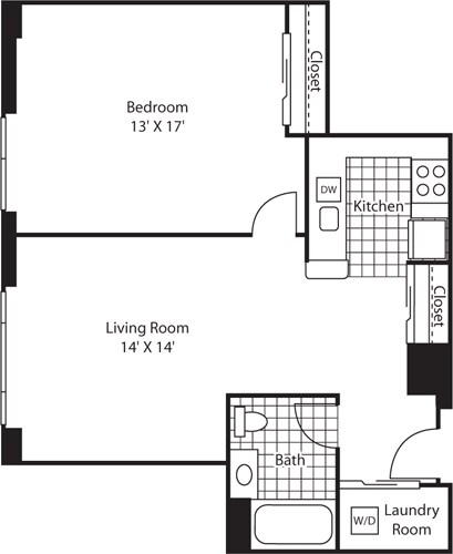Floor Plan - One Bedroom 764