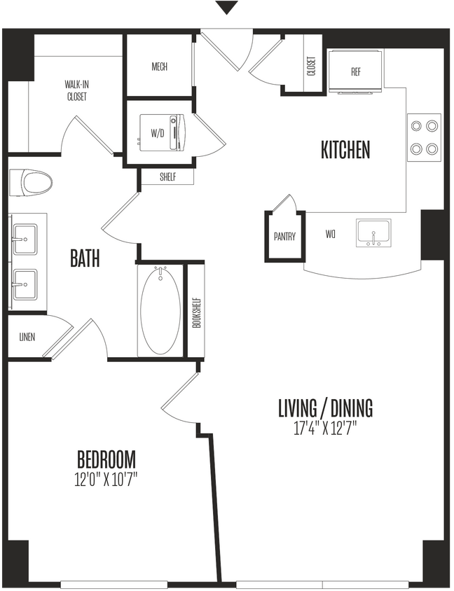 Floor Plan - 1 Bed/1 Bath-1B