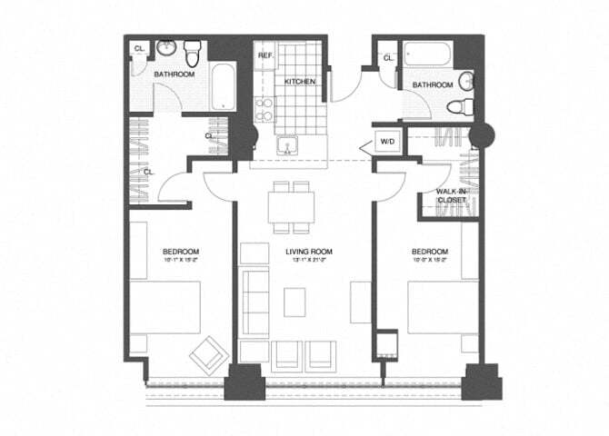 Floor Plan - 2 Bed/2 Bath