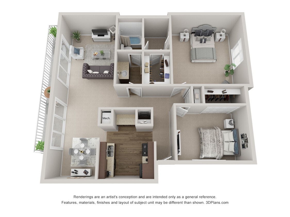 2 Bed 1 Bath Floor Plan - 2 Bedrooms 1 Bath