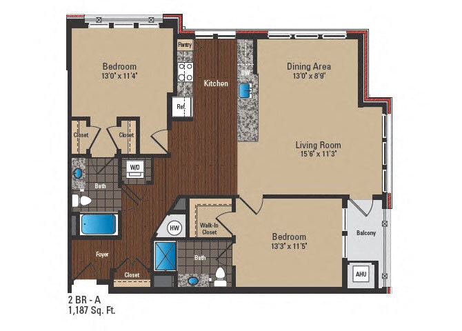 Floor Plan - 2 Bed 2 Bath A