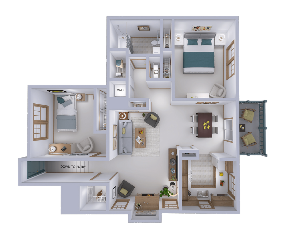 Floor Plan - 2 Bed, 1 Bath Upper (C)