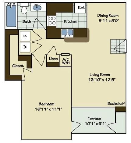 1 Bedroom | 1 Bath | 844 SF - A3