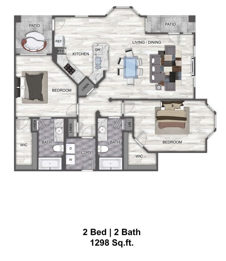 Floor Plan - B3 - 2 Bedroom 2 Bath