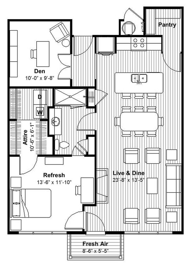 Elegant 1 BR Den + Balcony, Shower, Gas Cooking - Elegant 1 BR Den + Balcony, Shower, Gas Cooking