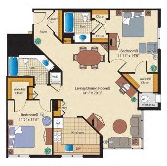 Floor Plan - 2 Bed/2 Bath-B6