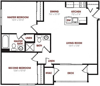 Floor Plan - Two Bed Two Bath