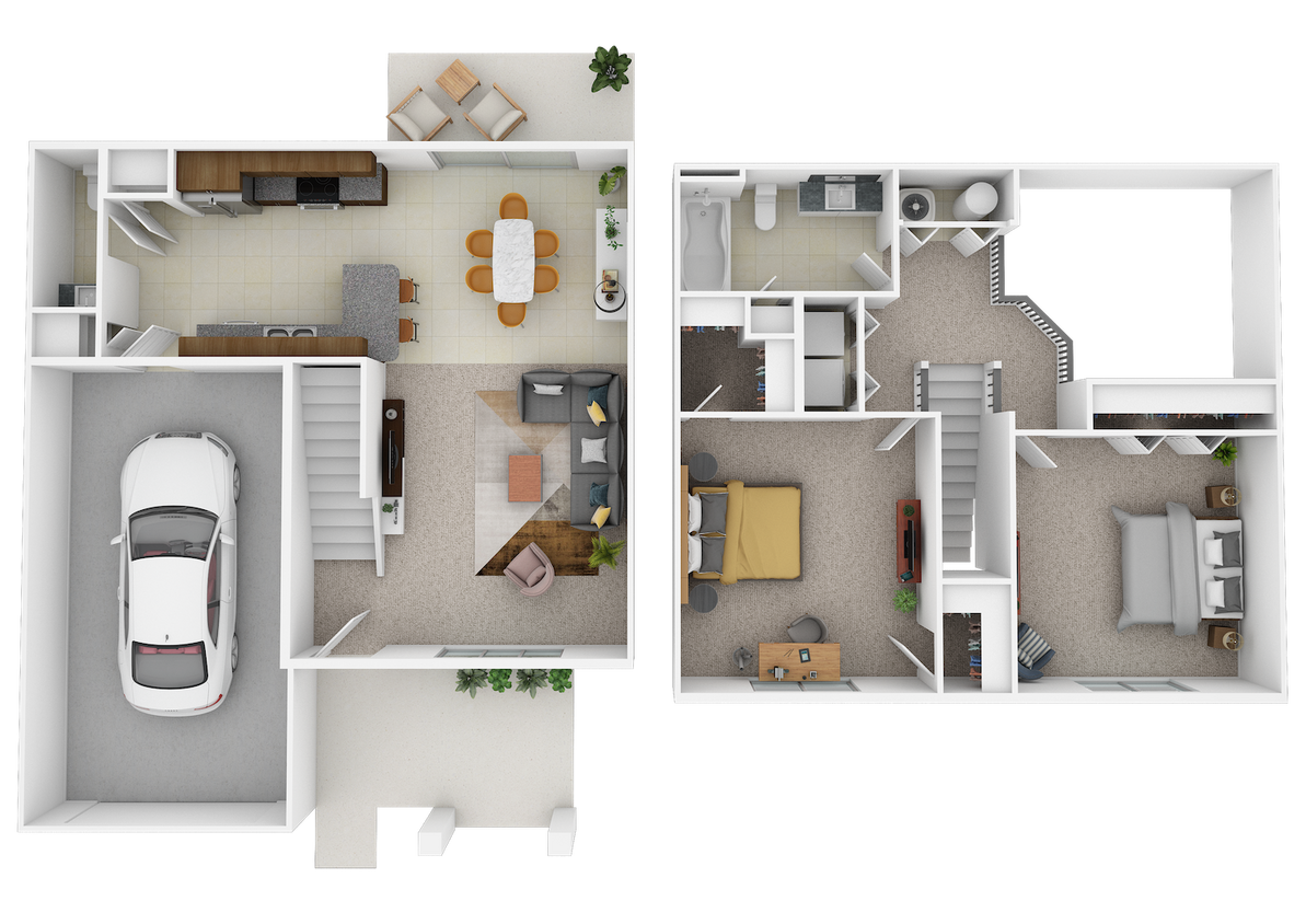 Floor Plan - 2 Bedroom  1.5  Bathroom with Patio