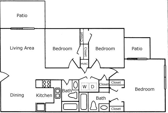 3A - Three Bedroom 2 Bath