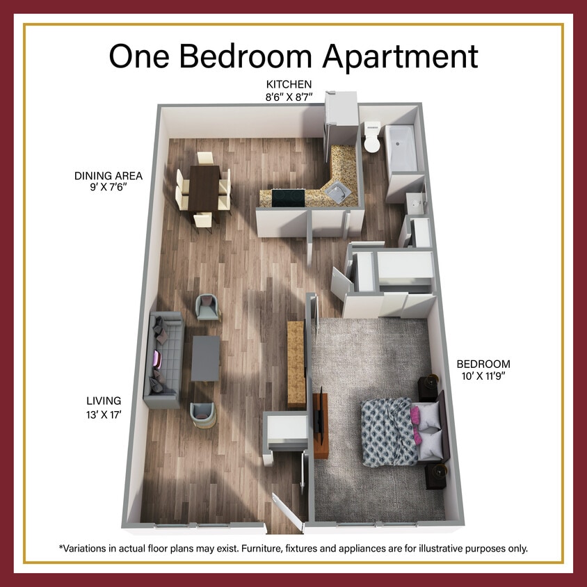 Floor Plan - One Bedroom Apartment Birch