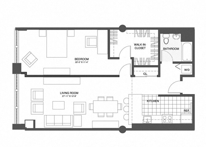 Floor Plan - 1 Bed/1 Bath