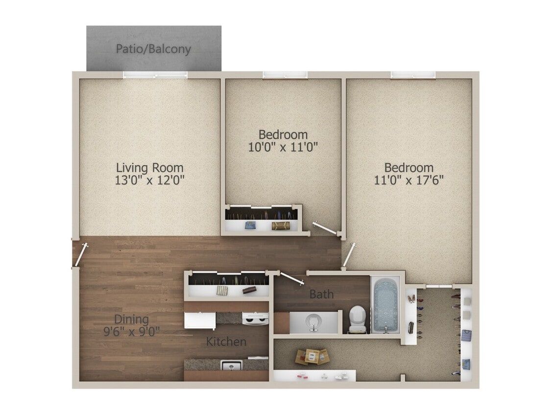 Floor Plan - 2 Bedroom (910 sq ft)