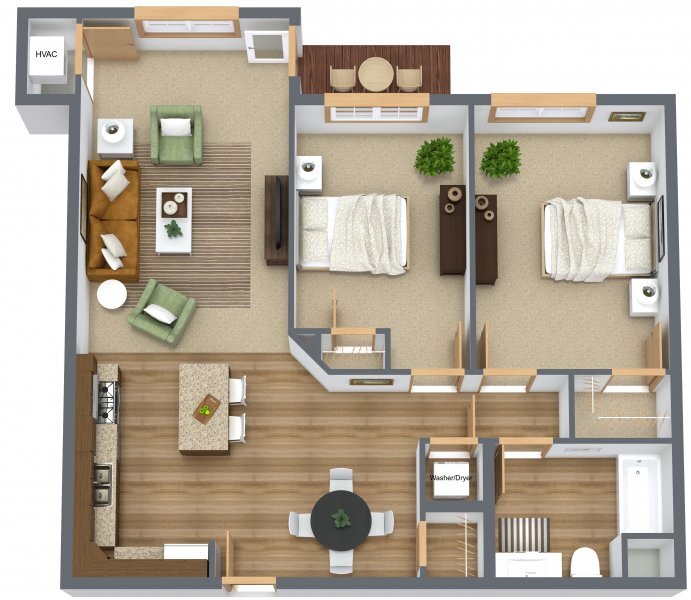 Floor Plan - 2 Bed 1 Bath