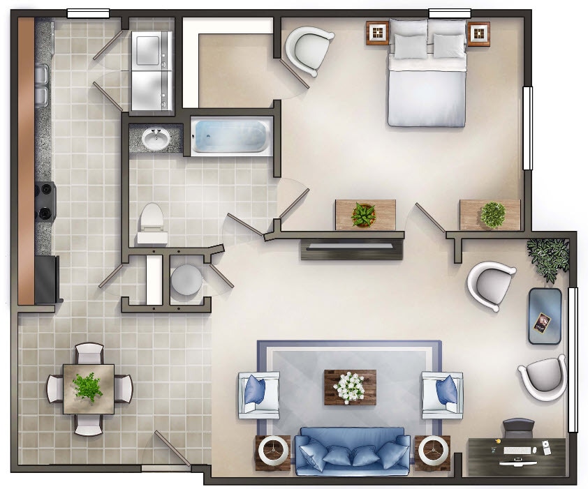 Floor Plan - The Brown w/SR and Balcony