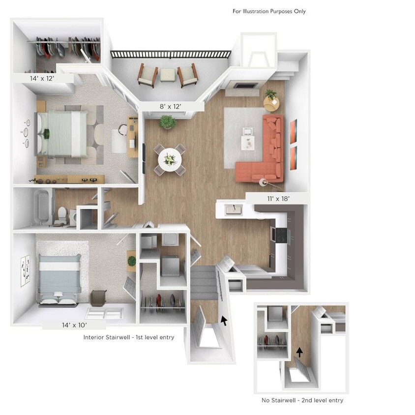 Floor Plan - The Bay 2 BR 1 BA