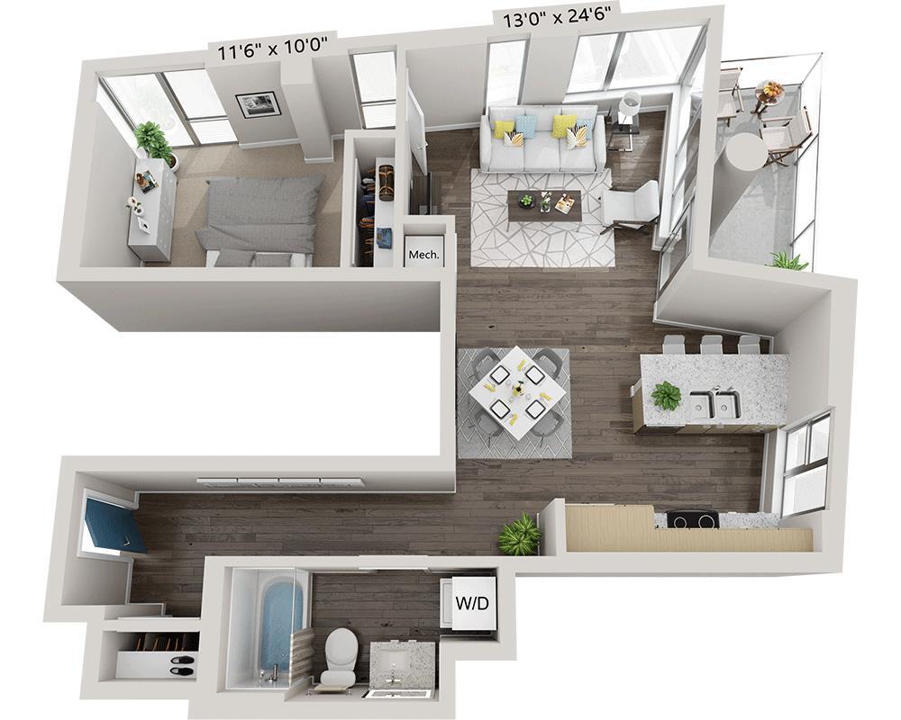 Floor Plan - One Bedroom A1X