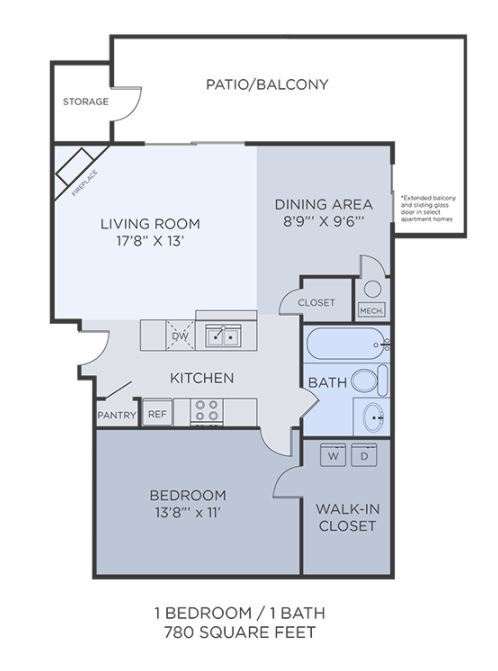 Floor Plan - 1Bed/1Bath