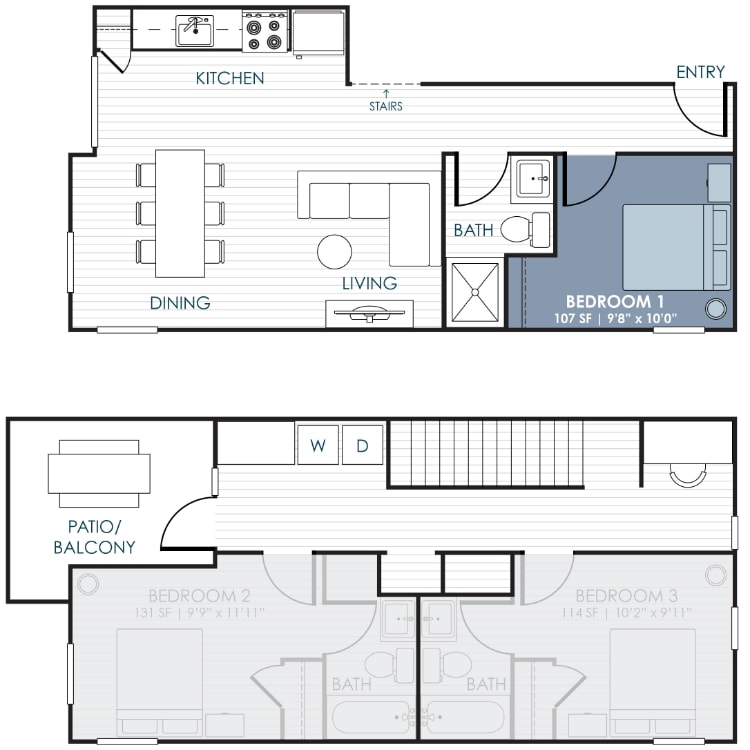CoLiving_Suite_3BR_3BA_1370SF-Bedroom_1_974087.png - 3-Bedroom CoLiving Rowhome: Bedroom 1 & Shared ...