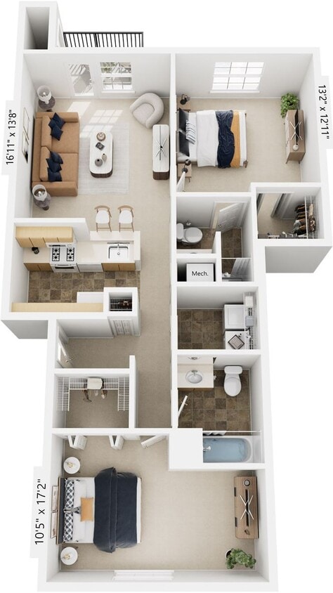 Floor Plan - Two Bedroom - Bridge