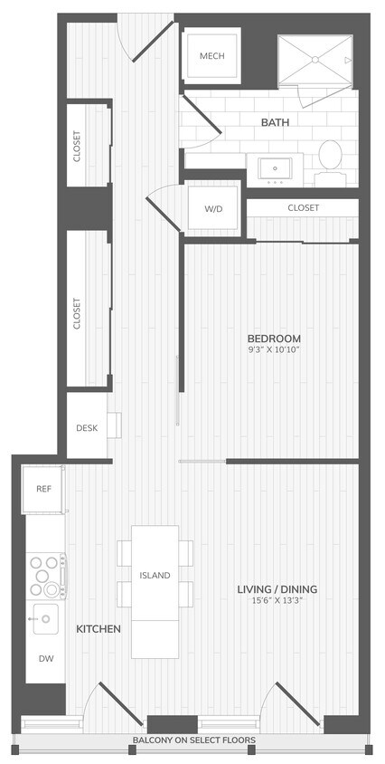 Floor Plan - 1 Bed/1 Bath D East