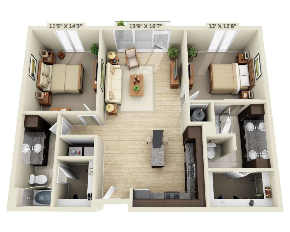 Floor Plan - Two Bedroom B2C