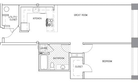 Floor Plan - 1 Bed 1 Bath
