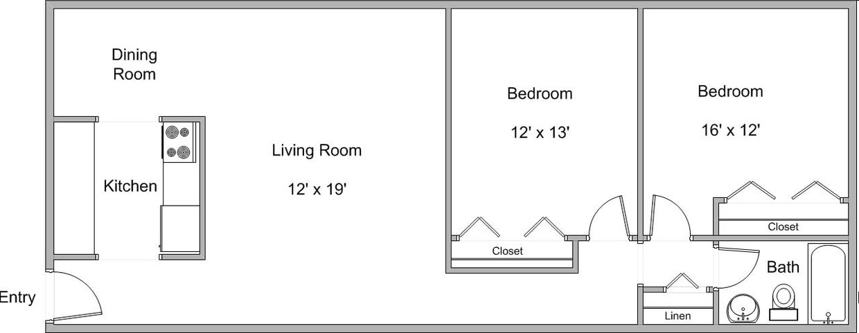 2BR/1BA - Two Bedroom