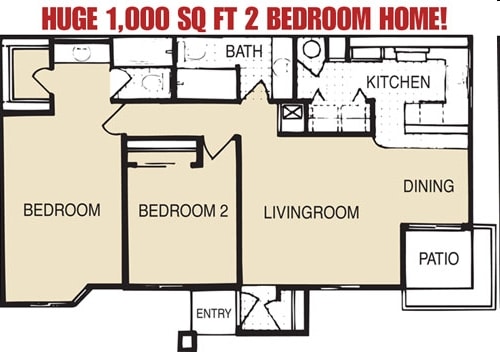 2BR/2BA - 2 bedroom, 2 full bath