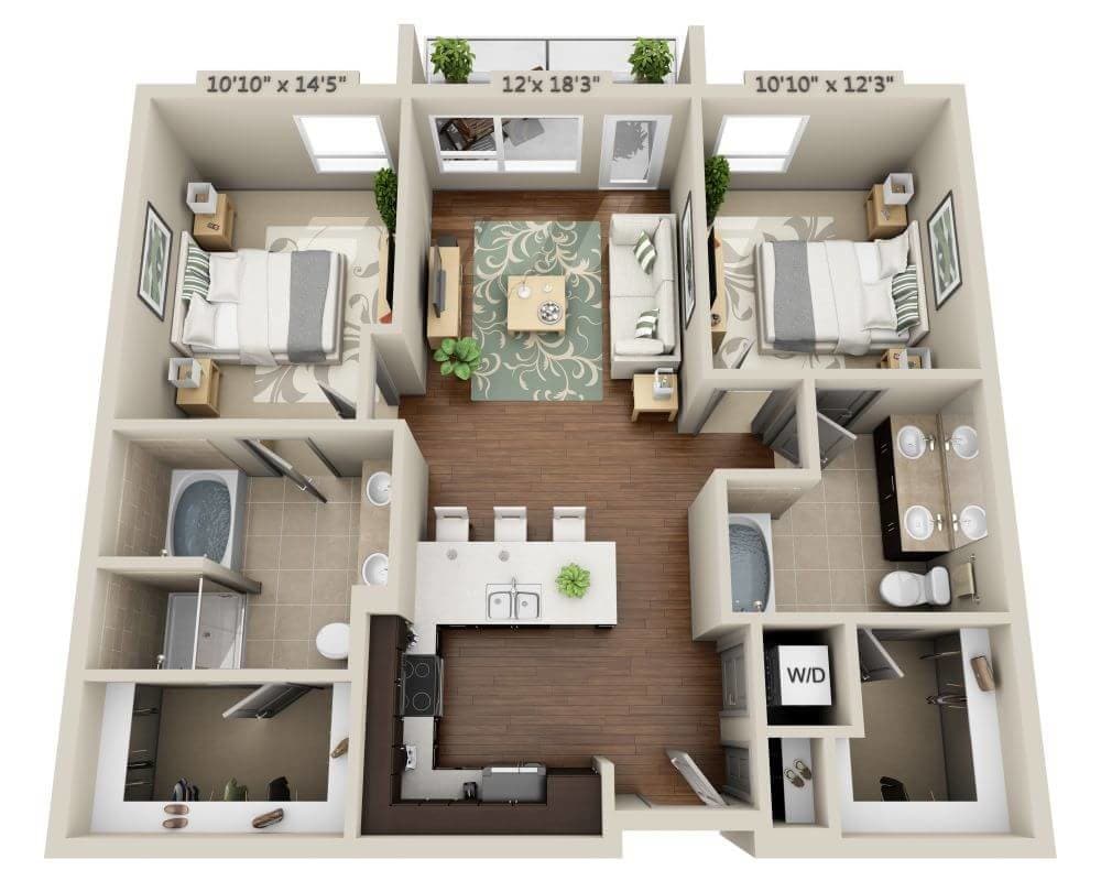 Floor Plan - Two Bedroom B2C