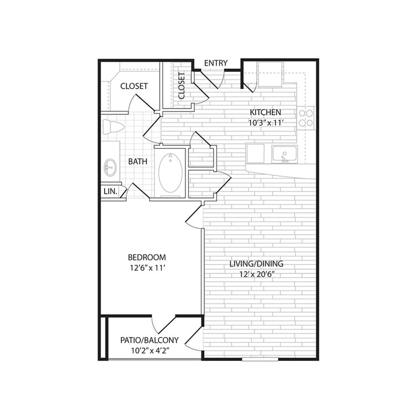 Floor Plan - A2A - One Bedroom
